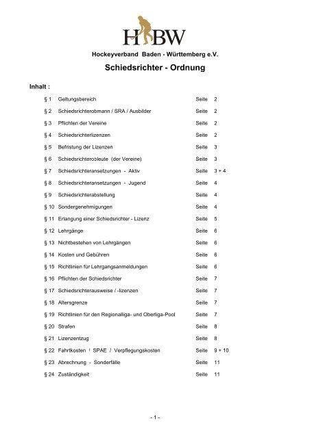 Schiedsrichter - Ordnung - Deutscher Hockey Bund e.v.