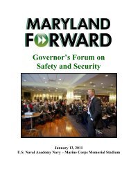 Public Safety and Security - the Office of Maryland Governor Martin ...