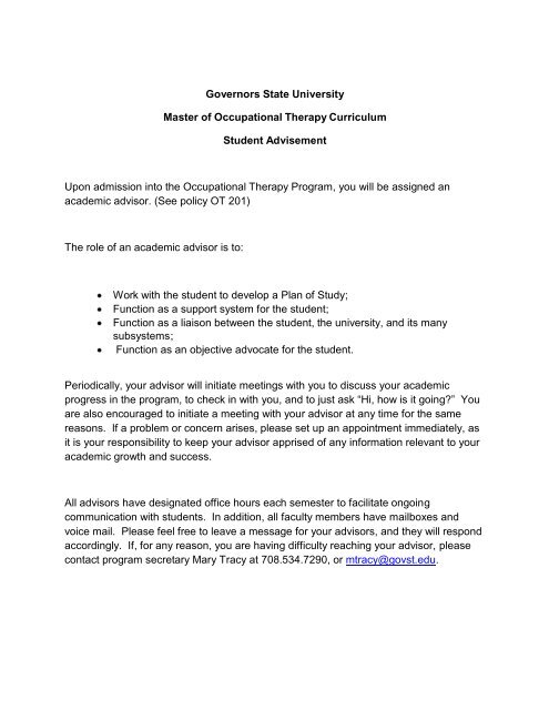 Master of Occupational Therapy Program - Governors State University