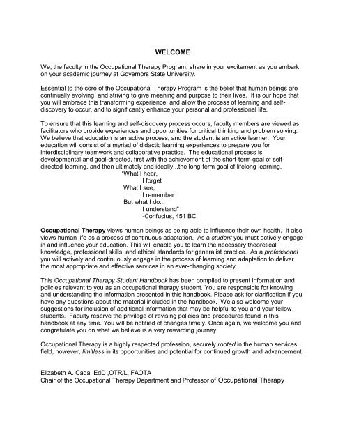 Master of Occupational Therapy Program - Governors State University