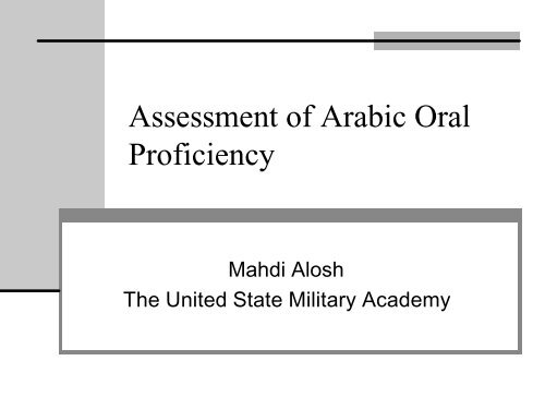 Assessment of Arabic Oral Proficiency - Alosh - ILR