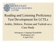 Reading and Listening Proficiency Test Development for LCTLs - ILR