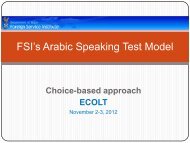 FSI's Arabic Speaking Test Model. - ILR