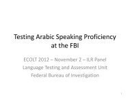 Testing Arabic Speaking Proficiency at the FBI - ILR