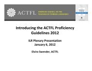 Introducing the ACTFL Proficiency Guidelines 2012 - ILR