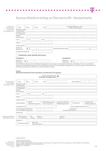 T-D1 Mobilfunk Übernahme aus Rahmenvertrag auf Privat