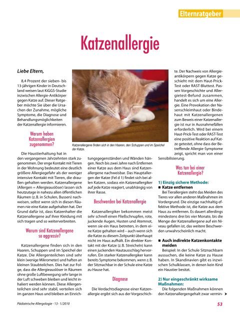Katzenallergie - Gesellschaft für Pädiatrische Allergologie und ...