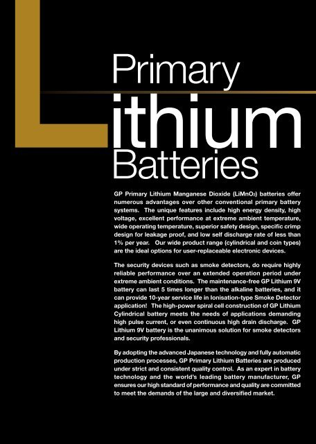 Primary Lithium Batteries - GP Batteries