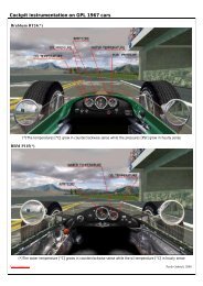 Cockpit instrumentation on GPL 1967 cars