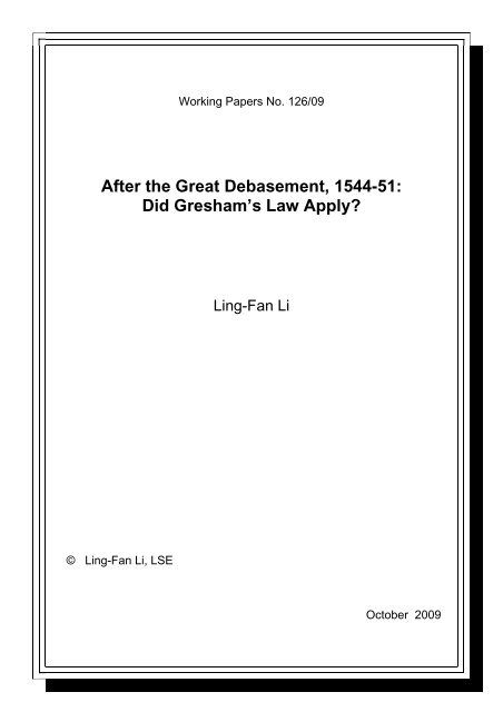 After the Great Debasement, 154451 LSE Research Online