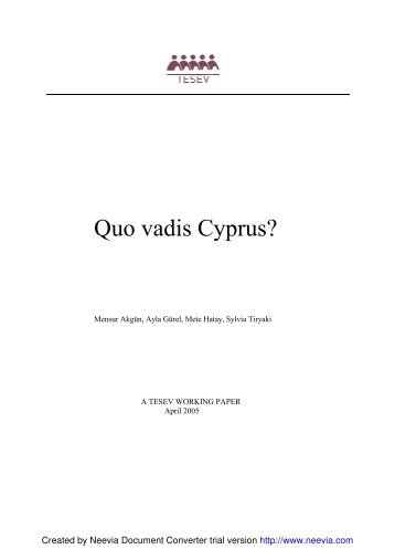 Quo vadis Cyprus? - Tesev