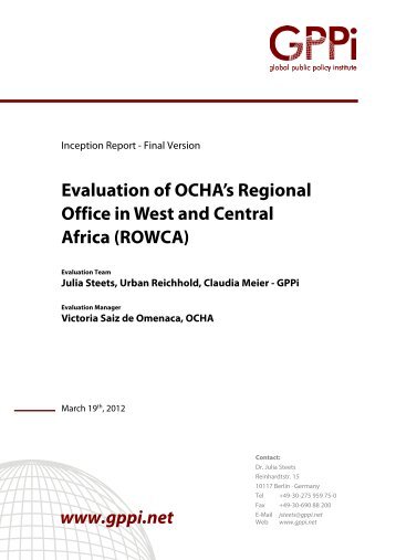 Evaluation of OCHA's Regional Office in West and Central Africa ...