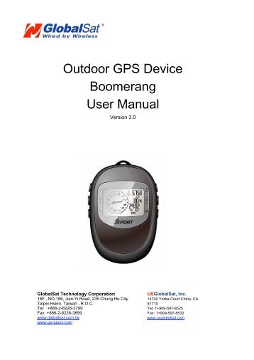 Outdoor GPS Device Boomerang User Manual - GPS Central