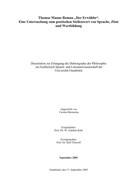 Thomas Manns Roman „Der Erwählte“. - repOSitorium - Universität ...