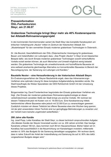 Presseinformation ÖGL-Fachexkursion Steyr, am 21.06.07 ... - OGL