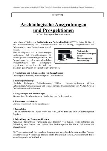 Archäologische Ausgrabungen und Prospektionen - Grabung e.V.