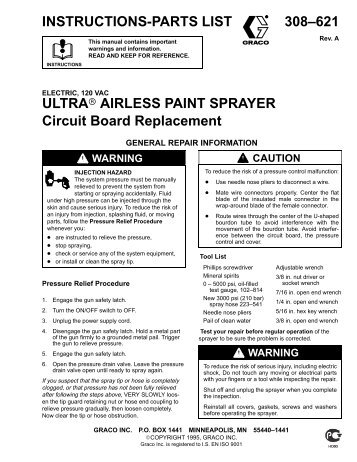 Ultra Airless Paint Sprayer Circuit Board Replacement - Graco Inc.