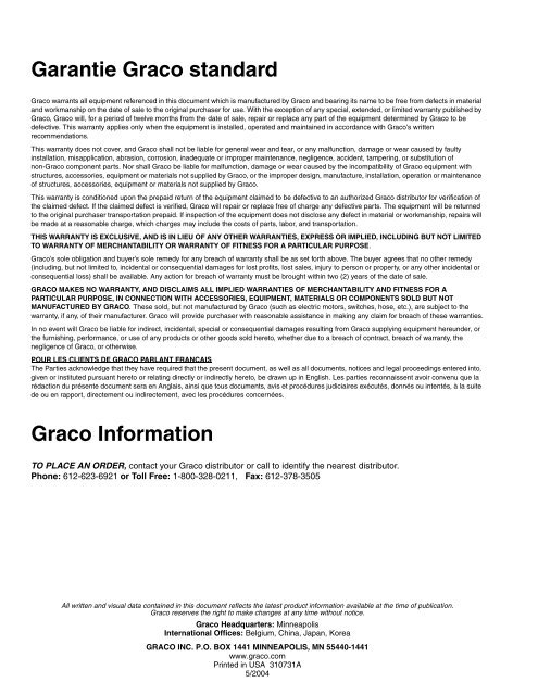 Mises en garde - Graco Inc.