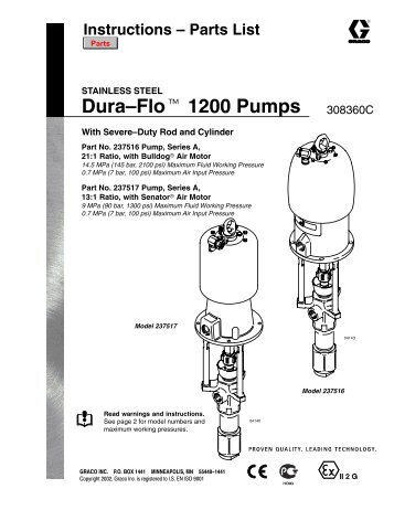 308360C Stainless Steel Dura-Flo 1200 Pumps (ATEX) - Graco Inc.