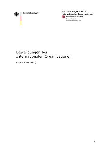 Bewerbungen bei Internationalen Organisationen - Zentrale Auslands