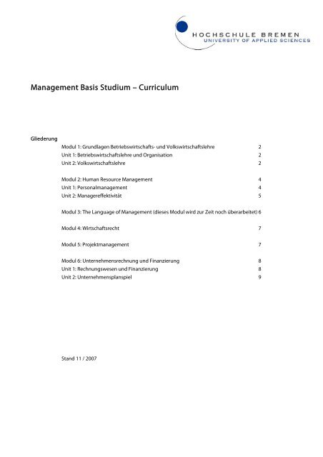 Management Basis Studium – Curriculum - International Graduate ...