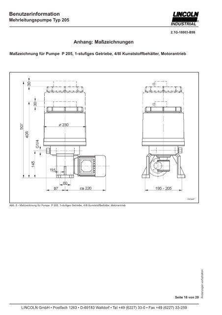 Pumpe 205 - Graf Zentralschmiersysteme und Zentralschmieranlagen