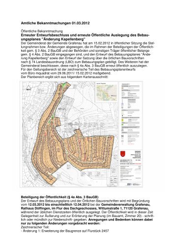 Kapellenberg Bekanntmachungen 01.03.2012 - Grafenau