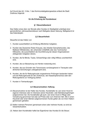 Satzung über die Erhebung der Hundesteuer 05.11 ... - Stadt Grafenau