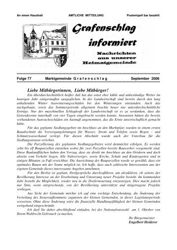 Gemeindezeitung Nr. 77 Sept 2006 - Marktgemeinde Grafenschlag