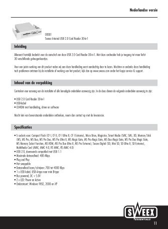 Sweex Internal USB 2.0 Card Reader 30-in-1 (CR001) - Grafi-Call