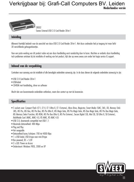Sweex External USB 2.0 Card Reader 30-in-1 (CR002) - Grafi-Call