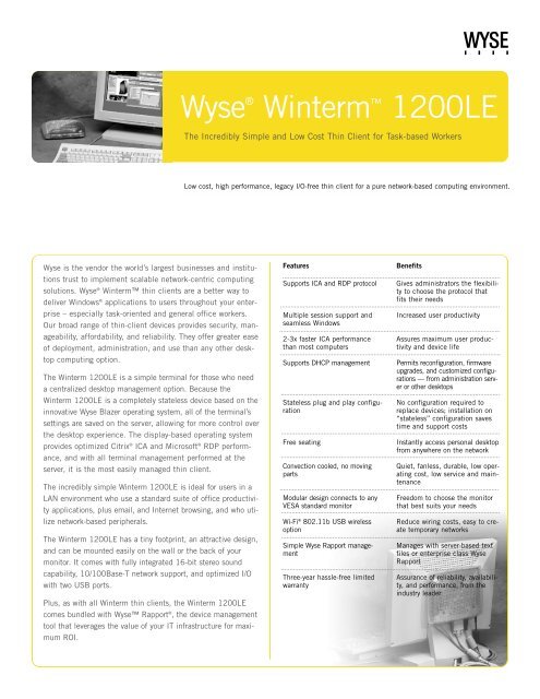 Wyse® Winterm™ 1200LE - Vecmar Computer Solutions