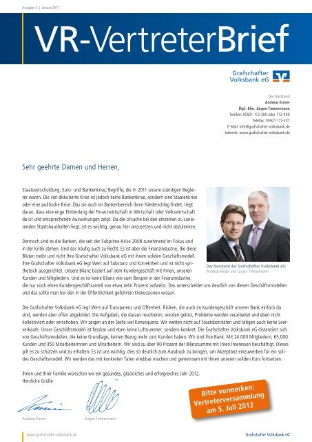 Vertreterbrief Januar 2012 - Grafschafter Volksbank eG