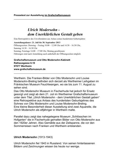 Ulrich Modersohn - Grafschaftsmuseum