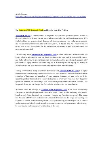 Use Autocom CDP Diagnostic Tools and Resolve Your Car Problem.pdf