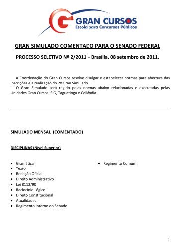 SIMULADO SENADO FEDERAL ARRUMADO - Gran Cursos