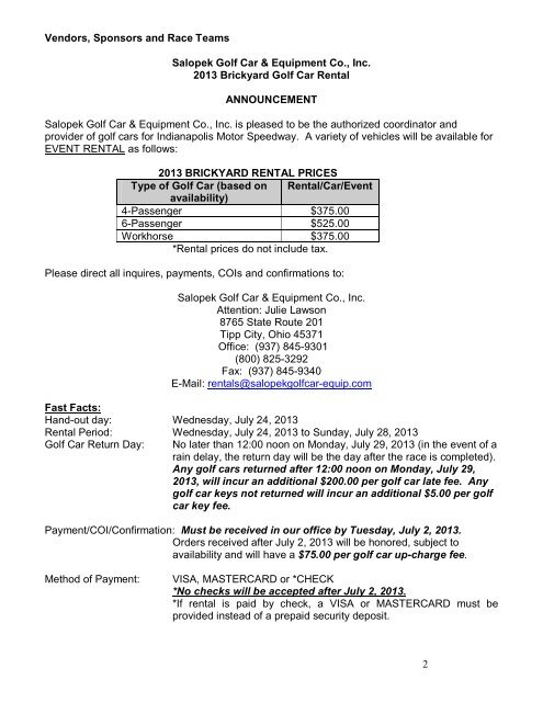 Competitor Memorandum 2013-06 - Grand Am