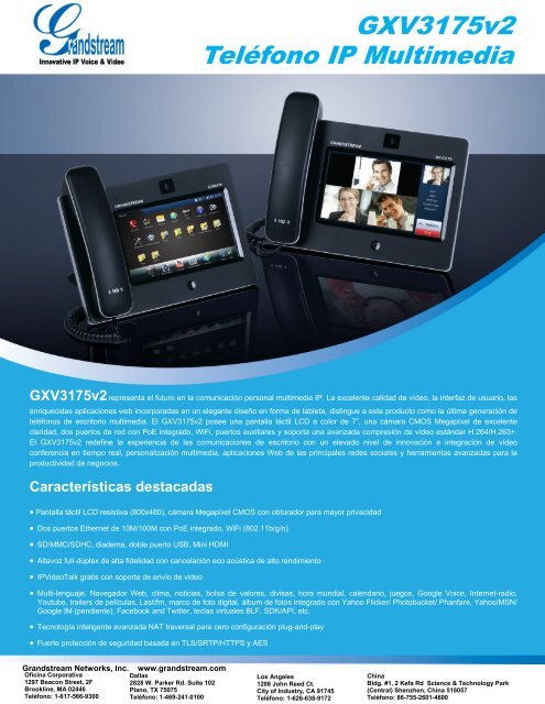 GXV3175v2 Teléfono IP Multimedia - Grandstream Networks