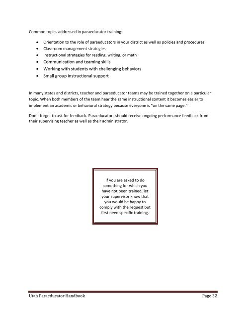 Utah Special Education Paraeducator Handbook - Granite School ...