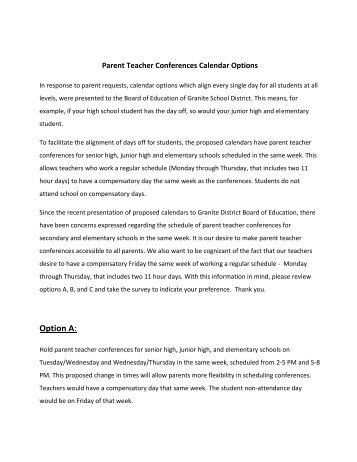 Parent Teacher Conferences - Granite School District