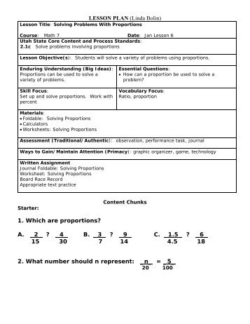 LESSON PLAN (Linda Bolin) - Granite School District