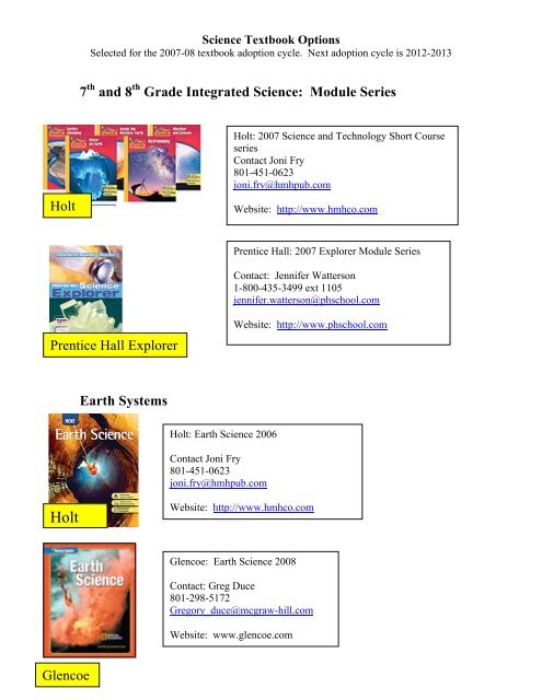 Science Texbook Options.pdf - Granite School District