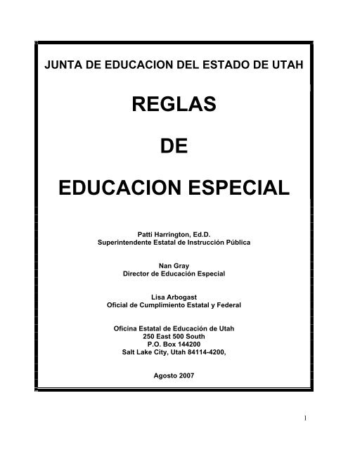 REGLAS DE EDUCACION ESPECIAL - USOE - Utah.gov