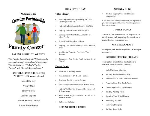 Family Center Handbook - Granite School District