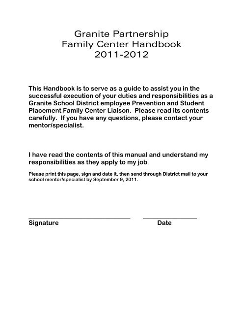 Family Center Handbook - Granite School District