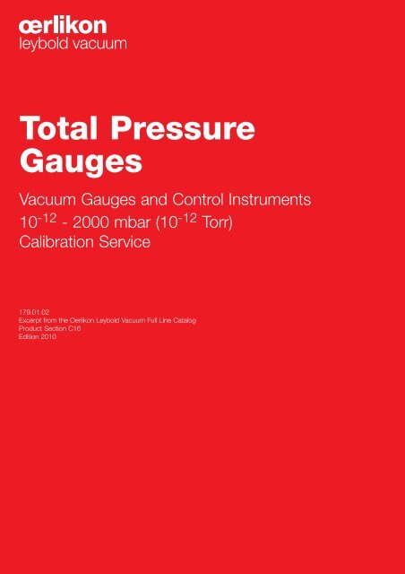 Total Pressure Gauges - Vacuum Products Canada Inc.