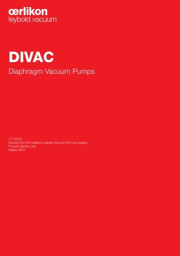 DIVAC Diaphragm Vacuum Pumps - Vacuum Products Canada Inc.
