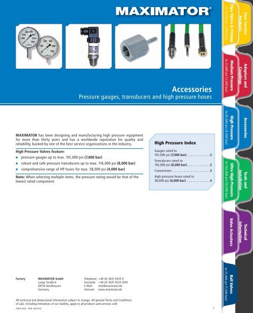 High Pressure Valves, Fittings and Tubing - Granzow