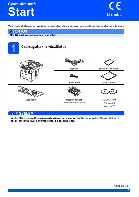 Konica Minolta Bizhub 20 Gyors Útmutató