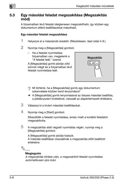 Konica Minolta Bizhub 250 Felhasználói kézikönyv - GRAPHAX.HU ...